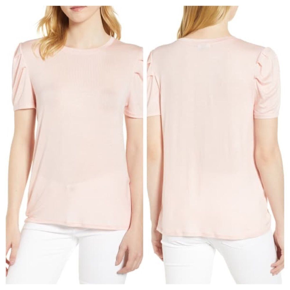 Chelsea28 Pink Shoulder Pleat Tee Size Sm